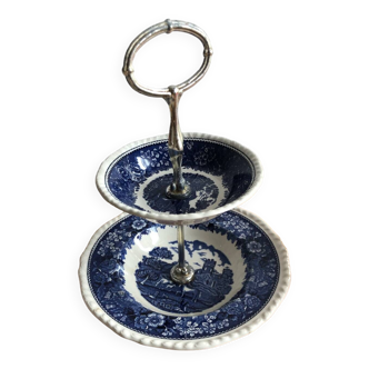 English Scenic Adams server blue toile de Jouy style decor with metal handle
