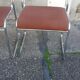Set de 4 chaises vintage chrome et tissu marron