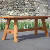 Table de ferme ancienne en bois, table bois, table de salle à manger, brutaliste, chalet, campagne,