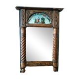 Small antique Empire mirror in gilded wood painted on glass