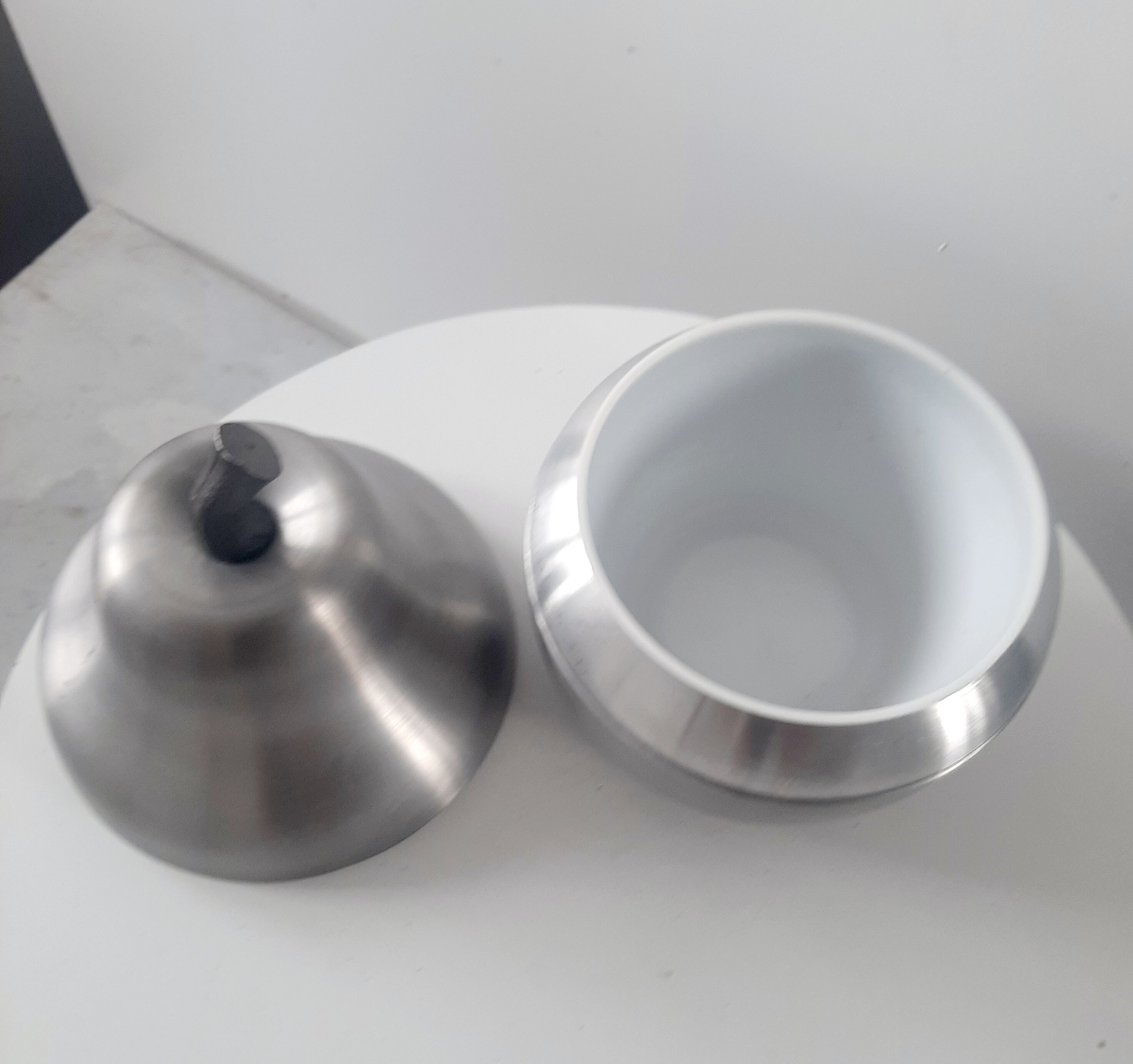 Vintage pear ice bucket in brushed aluminum 60s 70s italy