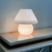 Vintage white swirl glass mushroom lamp – Italian style opaline table lamp. 1970