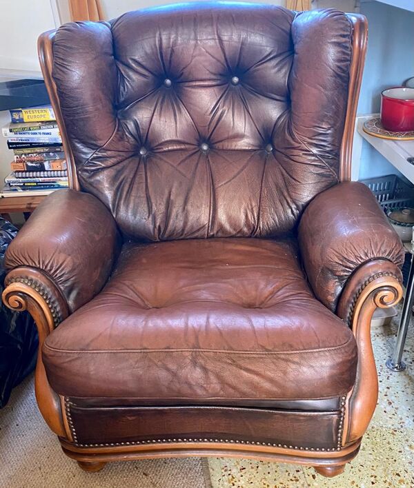 Lot De 2 fauteuils club cuir