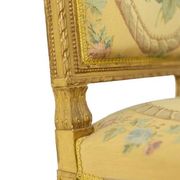 Pair of gilded wooden chairs with upholstery. Louis XVI period.