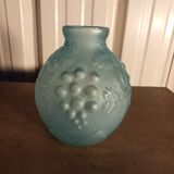 Art deco ball vase in opaque blue molded glass