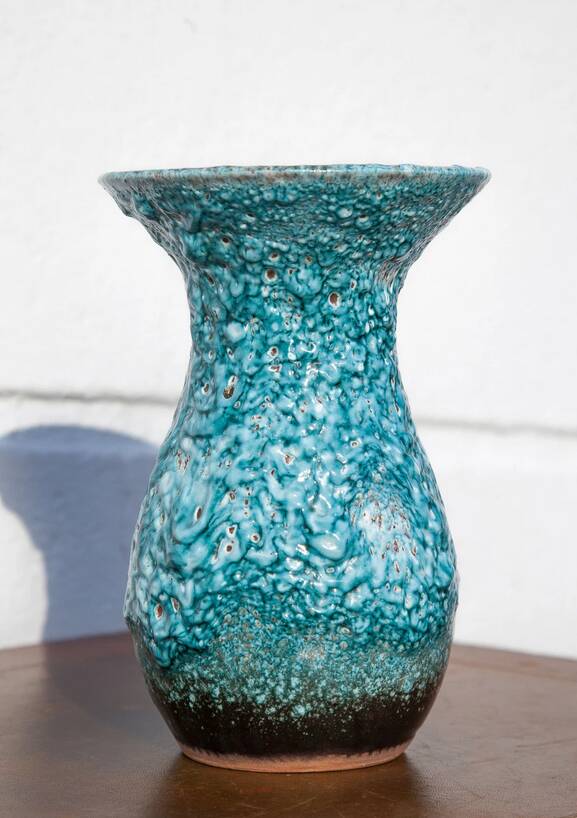 Fat lava turquoise vase, turquoise vase, Glacier enamels, blue vase, flower pot, collection