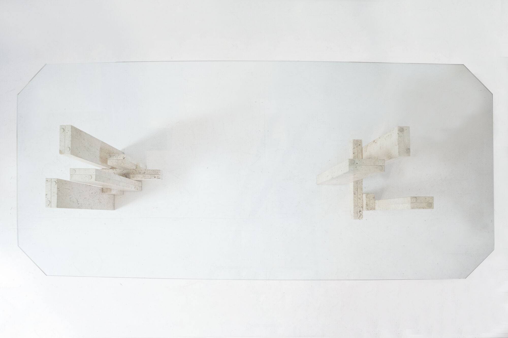 Rare architectural travertine table by Willy Ballez