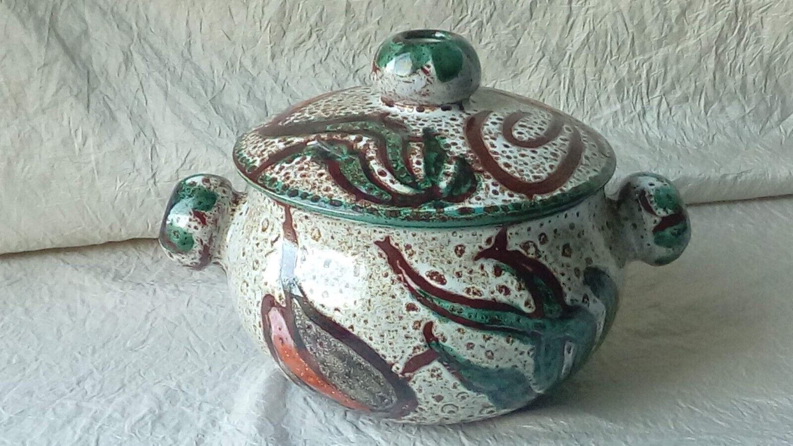 Soupiere ceramic broth vallauris decor vintage fish
