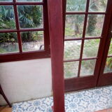 Low bench rests feet in patinated wood