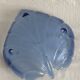 Large leaf-shaped fruit bowl, made of moulded blue glass.