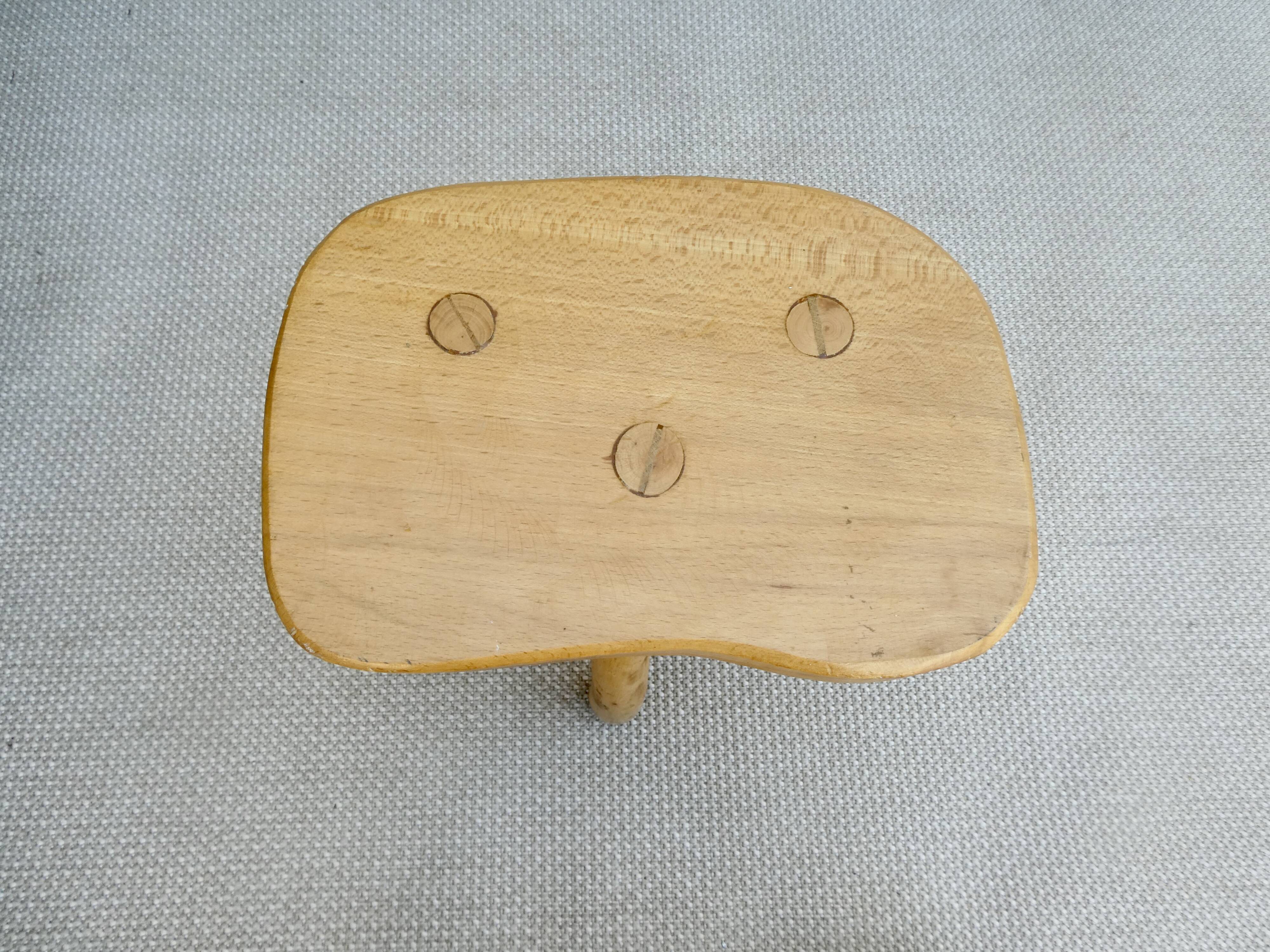 Solid wood tripod stool, 70s