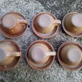 6 tasses et sous tasses à café en grès