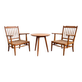 Chaises et table en chêne hongrois des années 1940, Lajos Kozma.