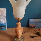 Bedside lamp marble brass tulip glass paste dp 0123259