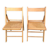 Wooden and cane folding chairs