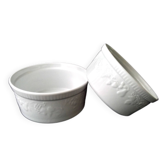Pair of Limoges Ph. Deshoulières California porcelain soufflé molds 22 and 20 cm