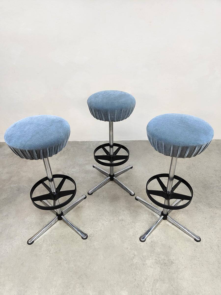 Tabourets de bar industriels vintage Bleu glacier 'Minimalisme'