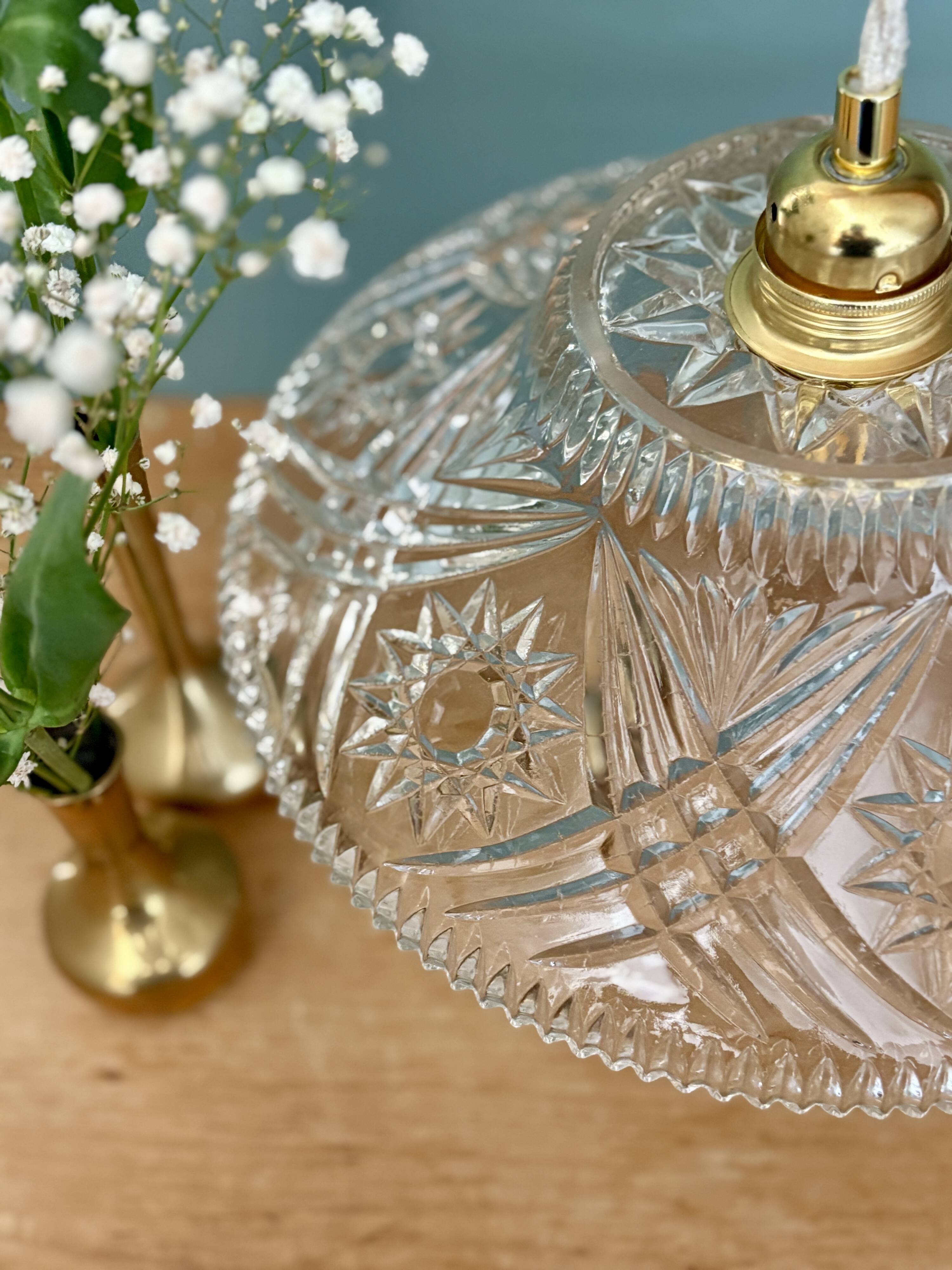 Vintage glass pendant lampshade - tableware collection -