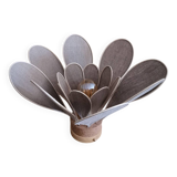 Flower table lamp made of rattan and natural linen petals