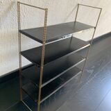 Vintage 1960 String wall shelf black and gold - 60 x 48 cm