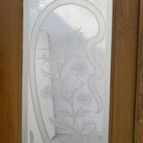 Double dividing door in wood and etched glass, 20th century