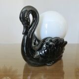 "Black swan" lamp in ceramic and opaline, 70s-80s