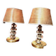 Pair of brass & lucite bedside lamps, France, Mid-Century