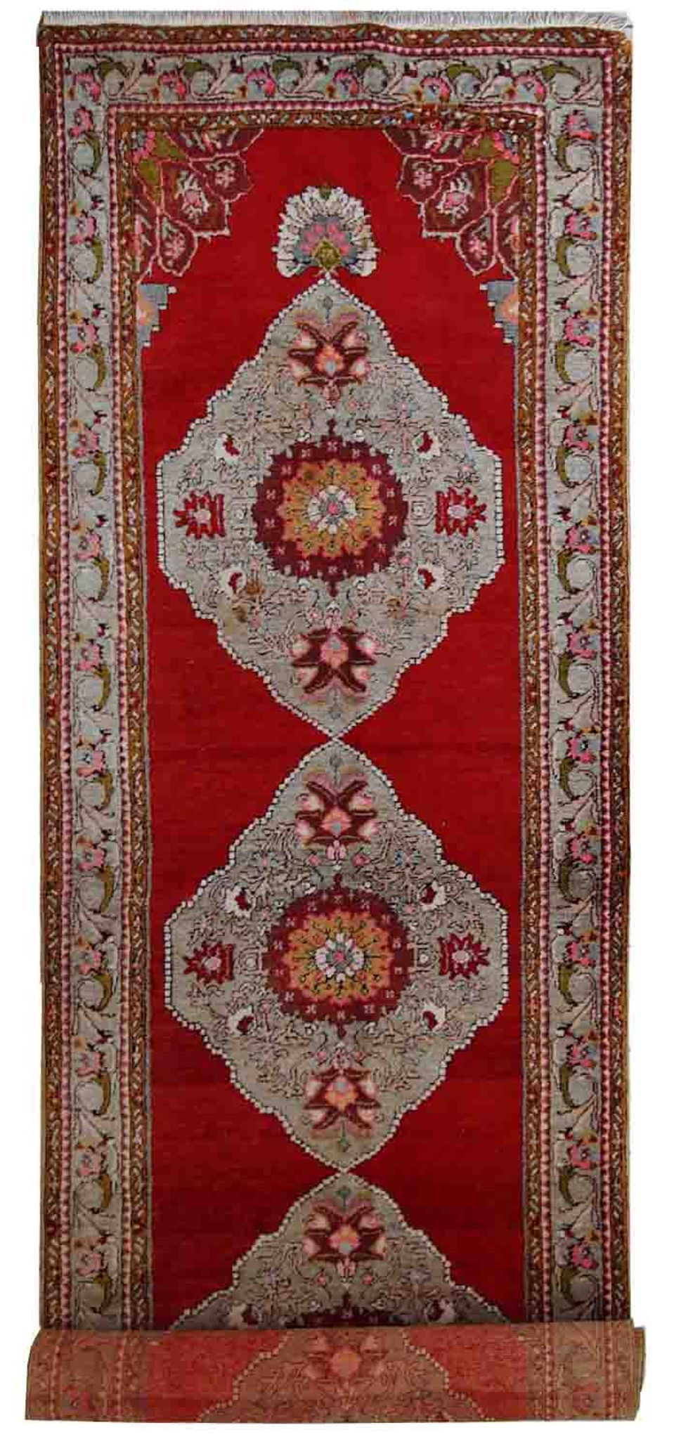 Tapis vintage turc oushak fait main 110cm x 340cm 1940s, 1c515