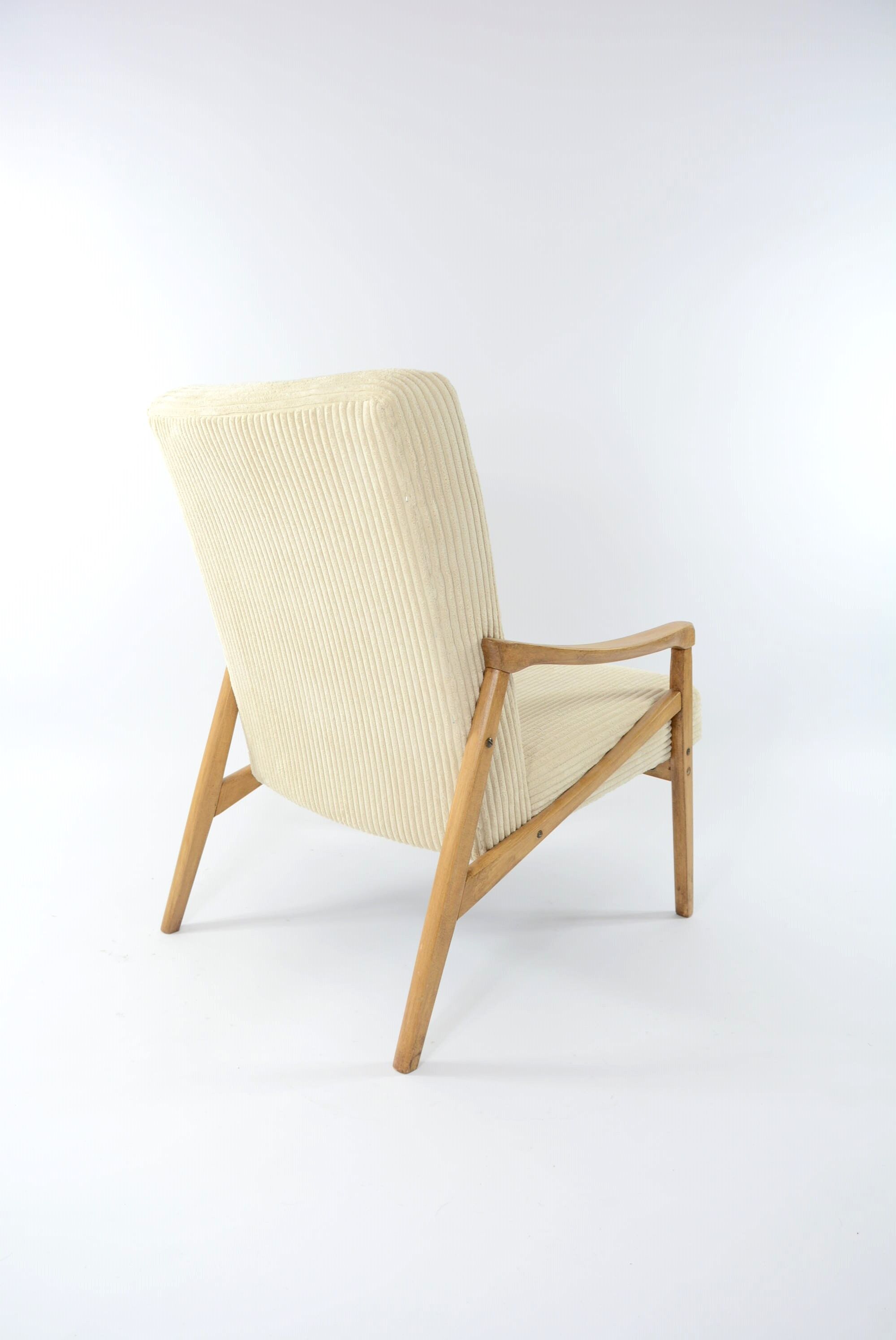 Fauteuil Pen velours côtelé crème