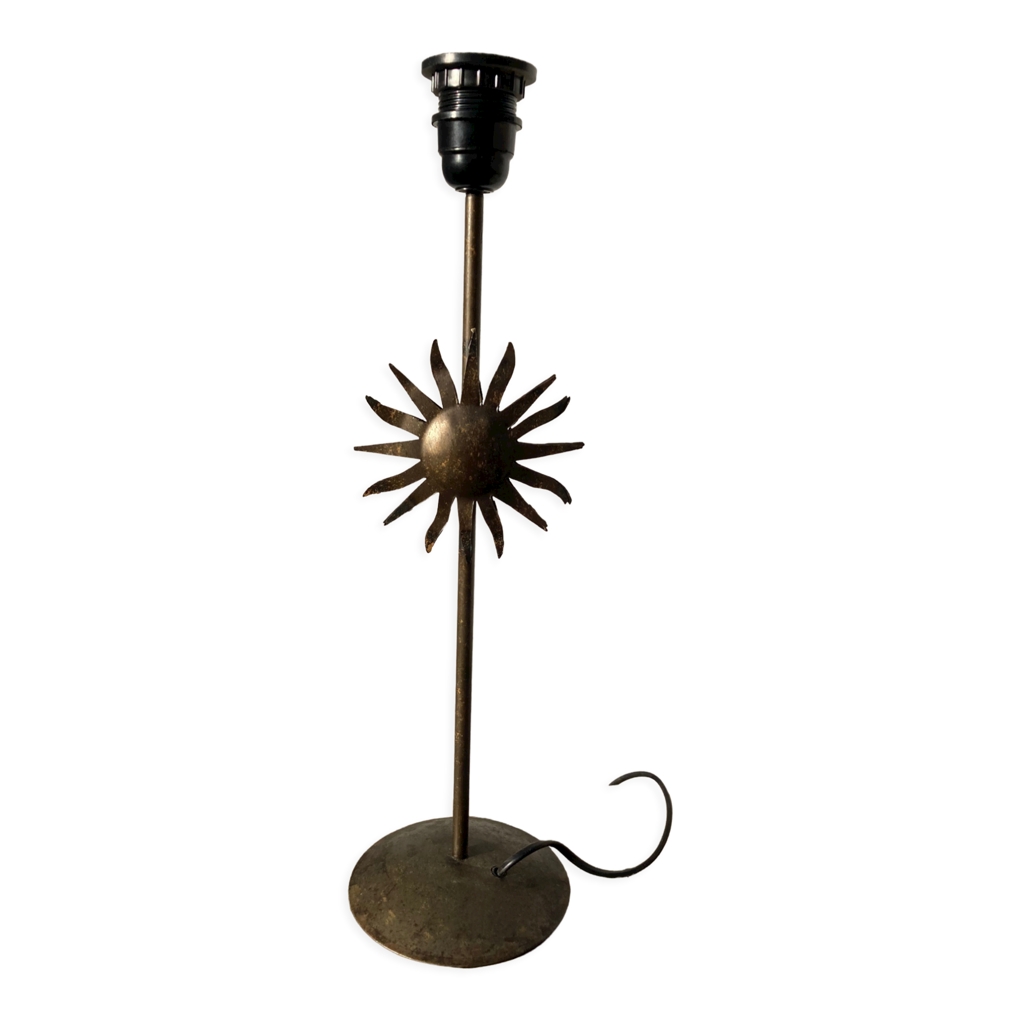 Vintage sun-shaped wrought iron lamp foot
