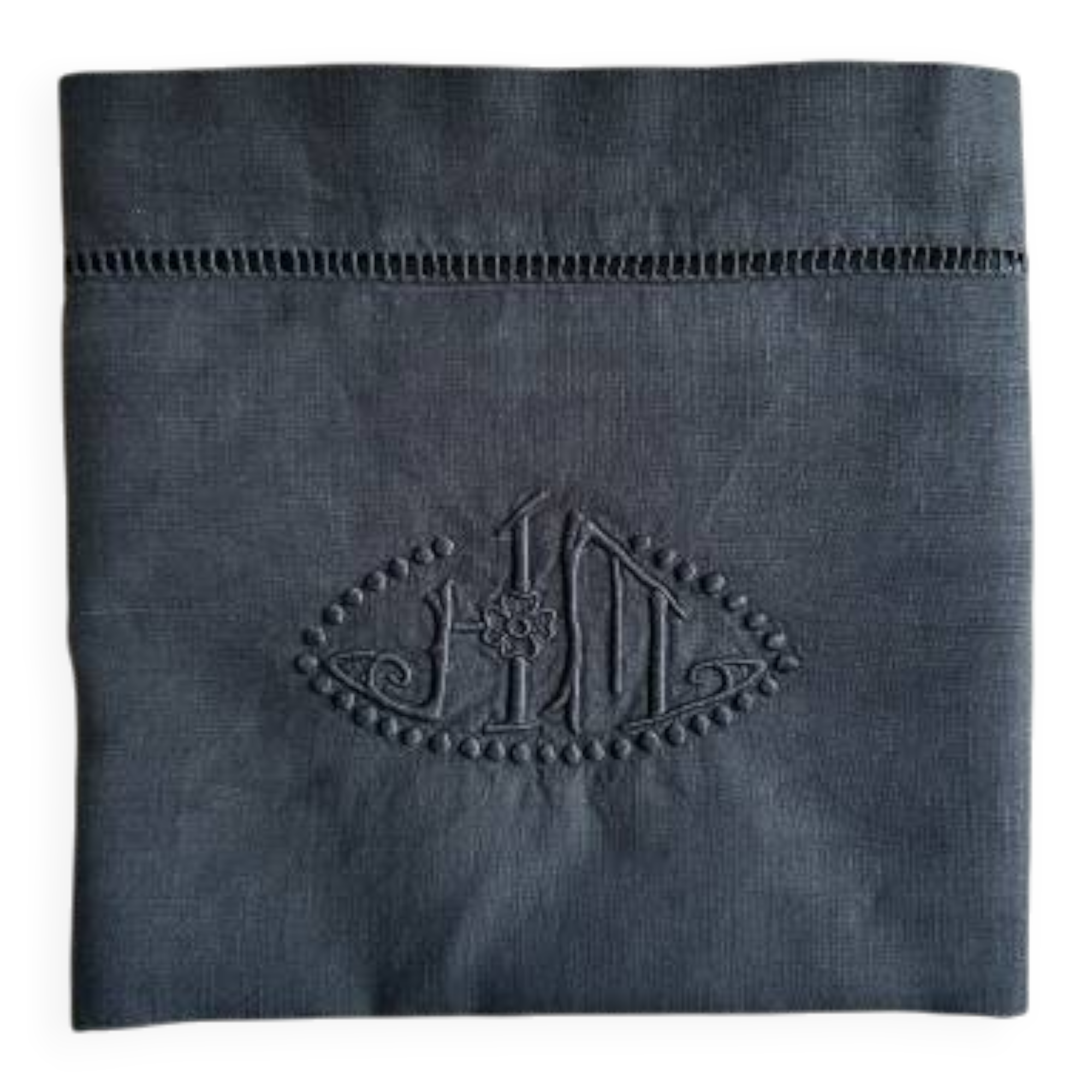 Antique Pillowcase in Pure Charcoal Black Linen Thread