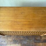Vintage chest of drawers wood and rattan 1950