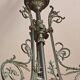 Lustre Art Nouveau Noverdy – Bronze et Tulipes en Verre –