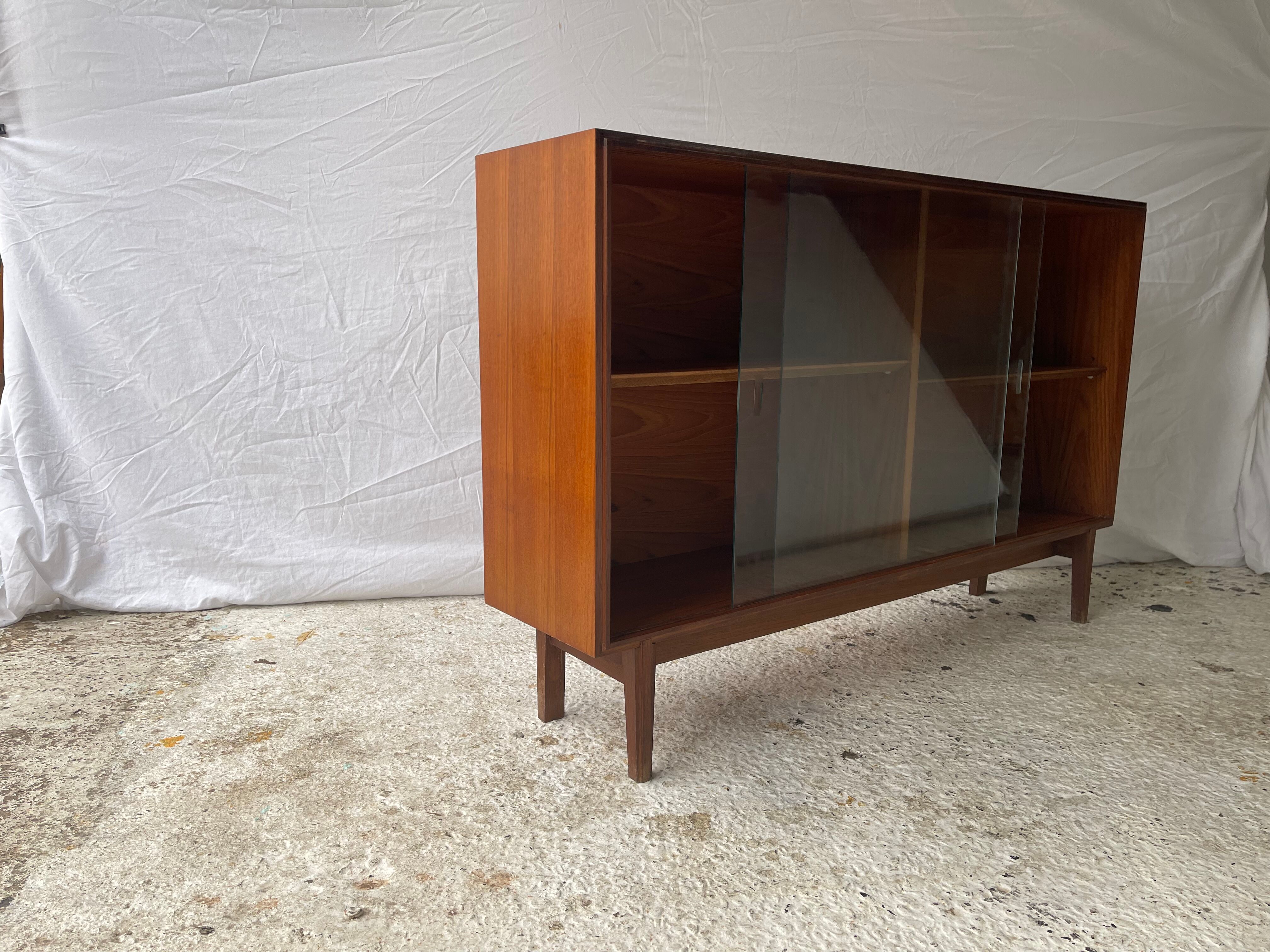 Mid Century Teak Cabinet with Glass Doors