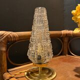 Lampe à poser tulipe globe ancien en verre moulé motifs vintages 70'
