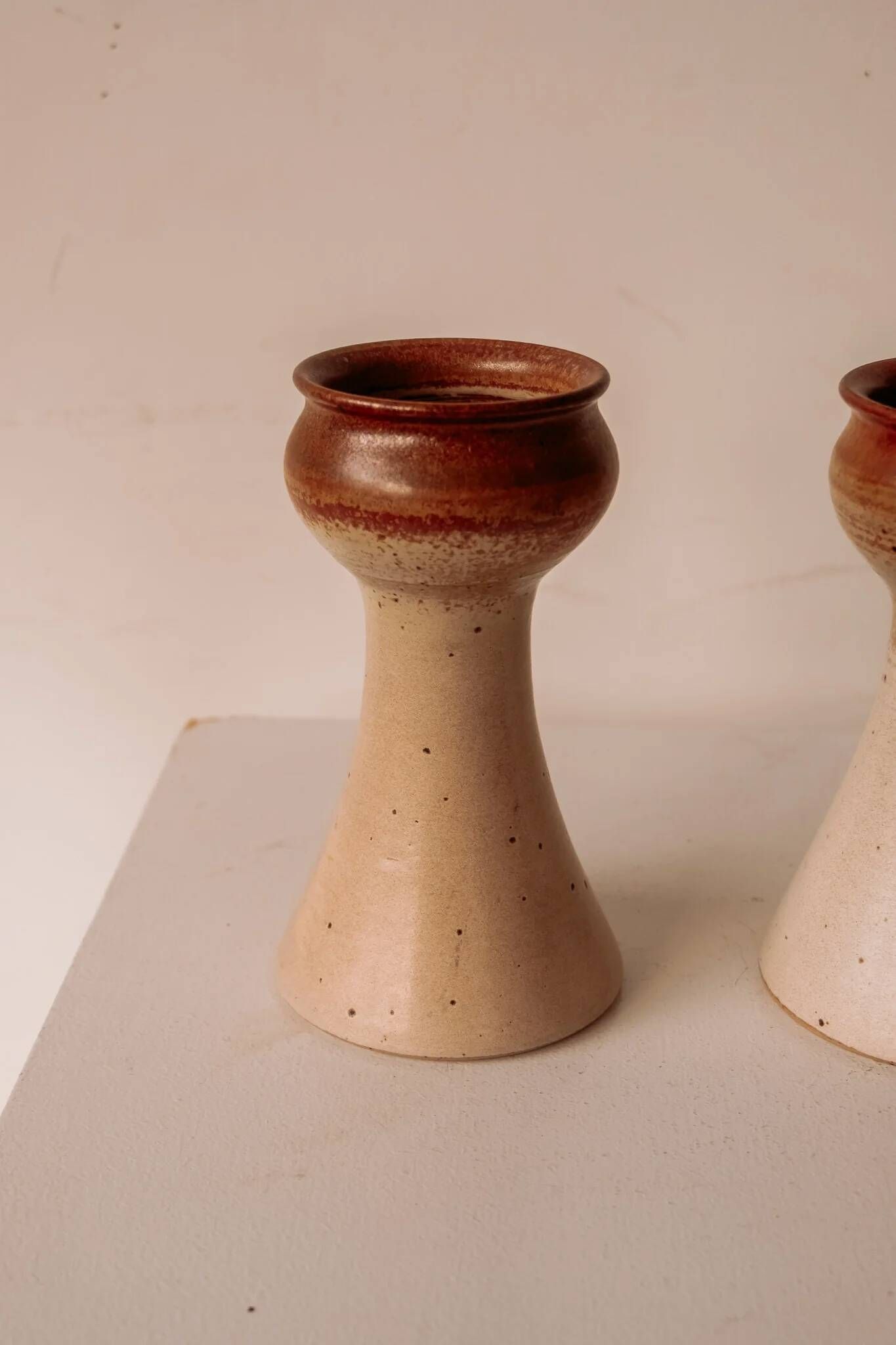 Pair of ceramic candle holders by Gunni Nordstrøm, Denmark, 1960s.
