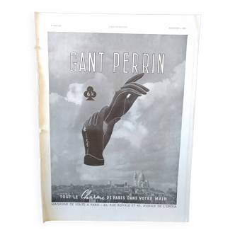 Une publicité papier issue revue 1937 mode gant perrin paris
