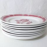 9 flat plates in FB Digoin pink earthenware