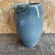 Ancient Vase JACKY COVILLE Glazed Stoneware Blue Vintage #D987