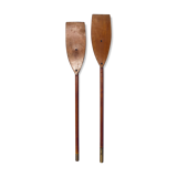 Pair of old oars in mahogany