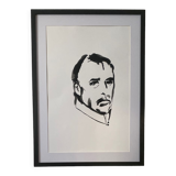 Ink on paper / original drawing portrait of a man