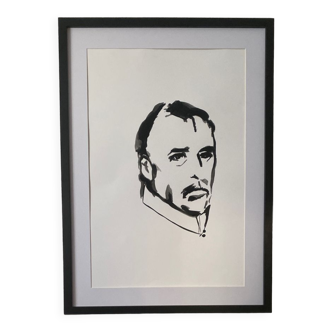 Ink on paper / original drawing portrait of a man