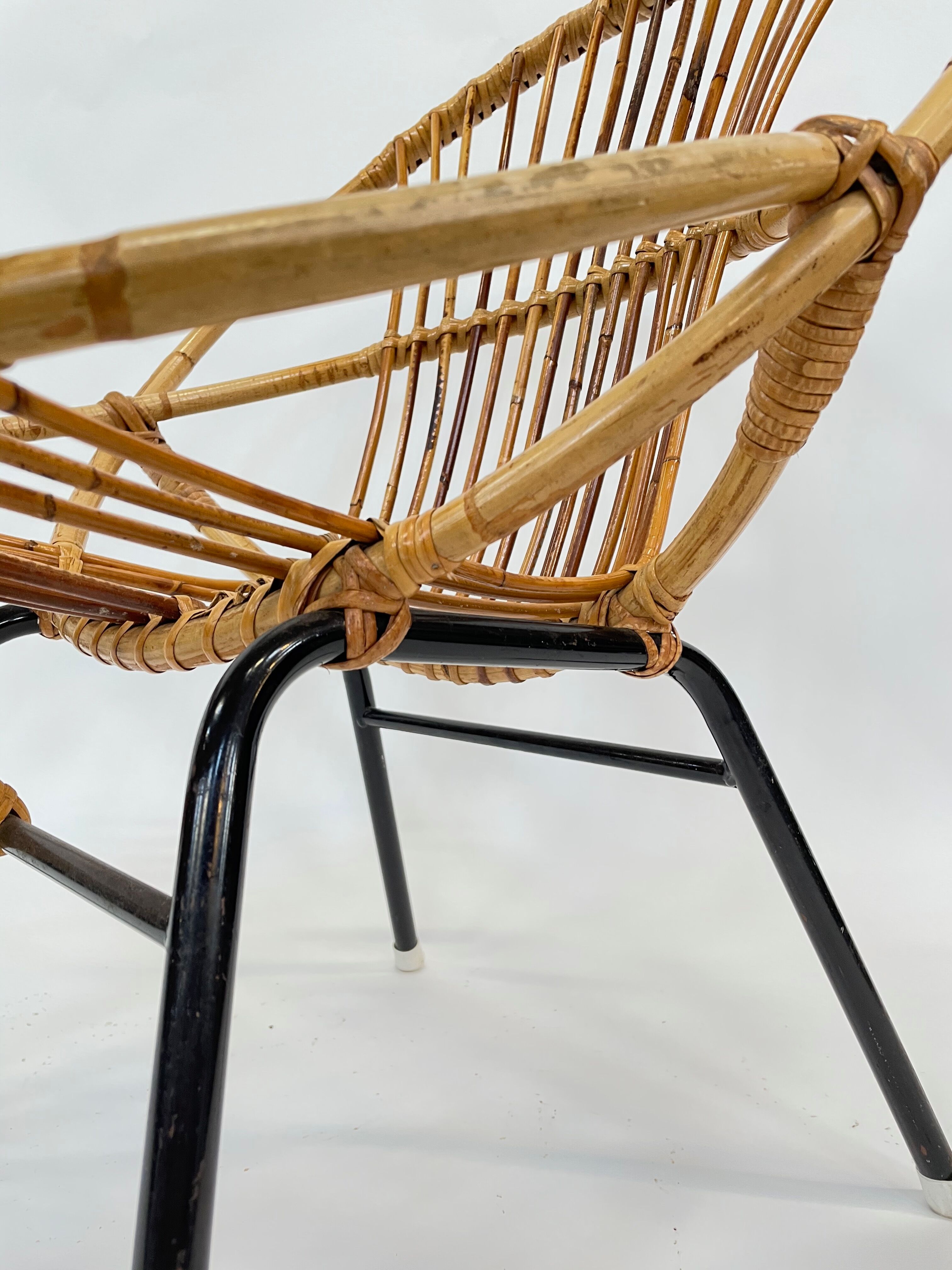 Fauteuil vintage en rotin par Dirk van Sliedregt Rohe Noordwolde 1960 aux Pays-Bas