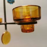 Hanging candlestick in cast iron and glass, Danish from the 1970s.