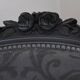 Antique armchair from the Napoléon III era, black wood with grey embossed velvet.