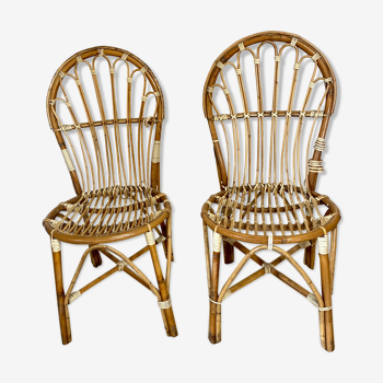 Pair of rattan chairs made in Landes
