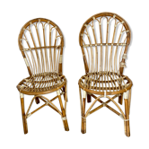 Paire de chaises en rotin fabrication landaise