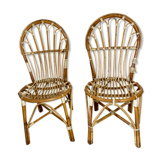 Paire de chaises en rotin fabrication landaise