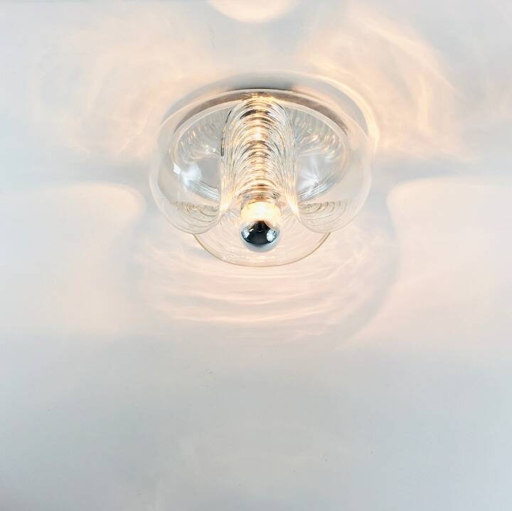 Lustre en verre XL de style mid-century Space Age par Koch & Lowy pour P&P, années 1970.
