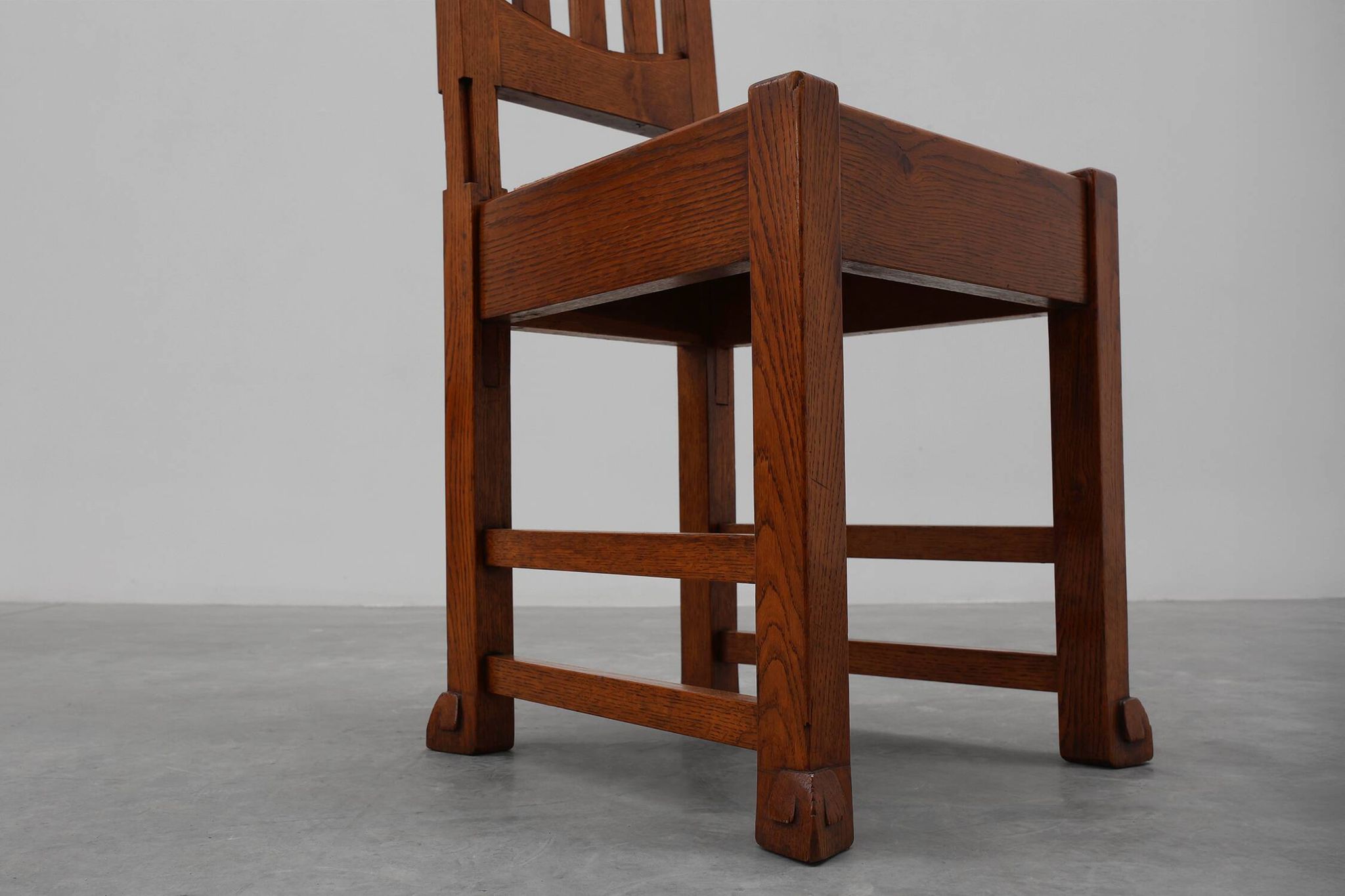 Set of 4 Early Art Deco Oak & Wicker Dining Chairs, Belgium, 1915